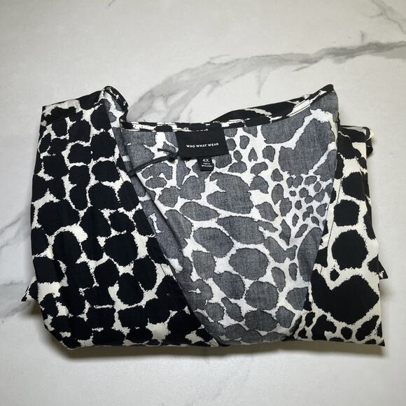 Who What Wear Top Womens Plus Sz 4X Swirling Leopard Peplum Wrap Tie Blouse NWT - Picture 15 of 15